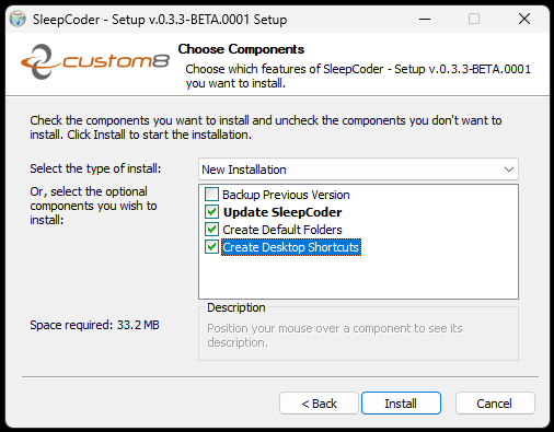 New Installation - Select Components