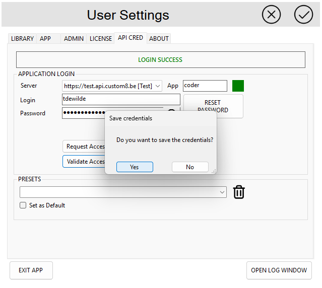 API Credentials Saved